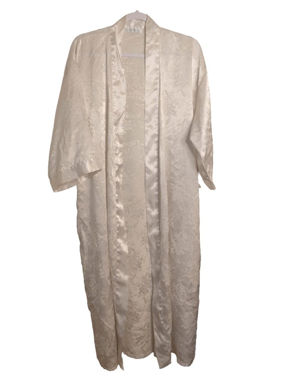 Vintage Erika Taylor White Satin Robe - Size Medium